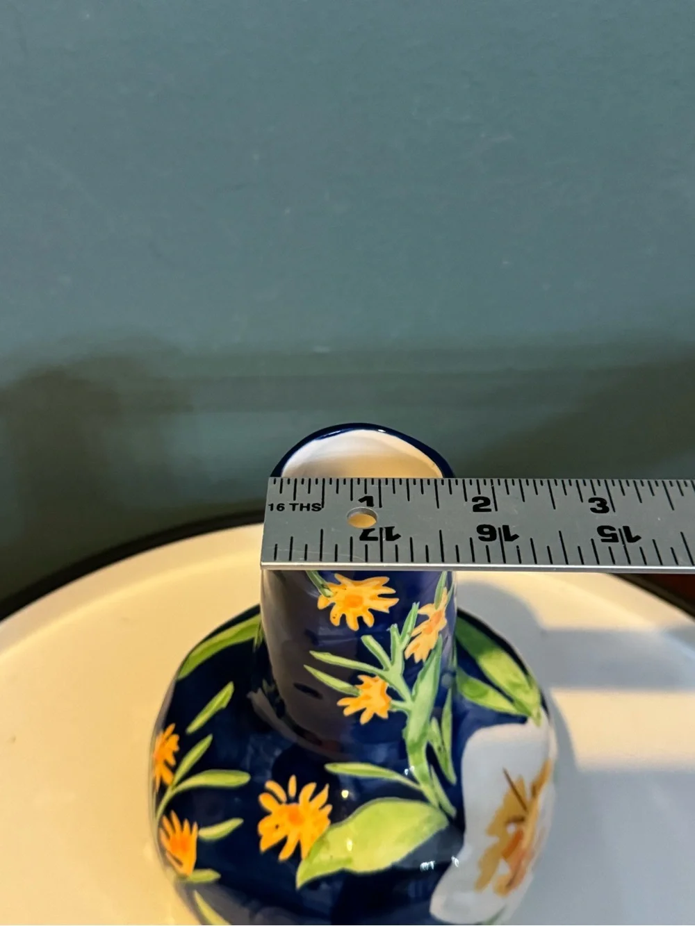 Anthropologie Leah Reena Goren blue and white stoneware floral vase